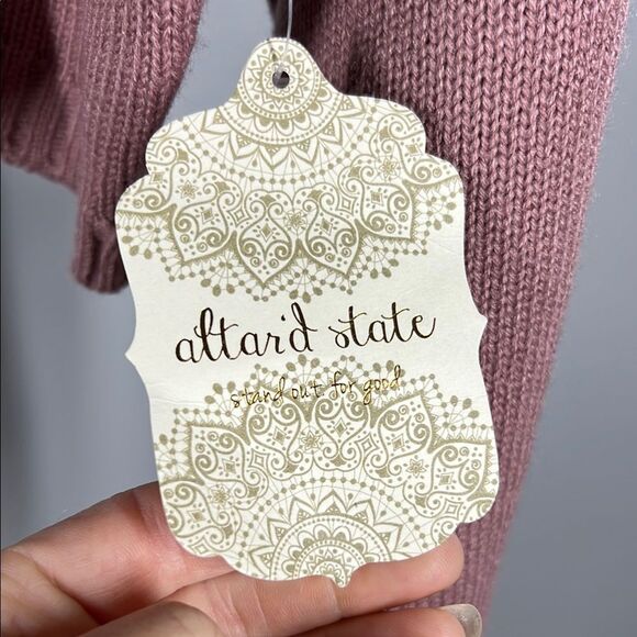 Altar'd State Pink Crew Neck Sweater with Flower Sleeves - Picture 8 of 8